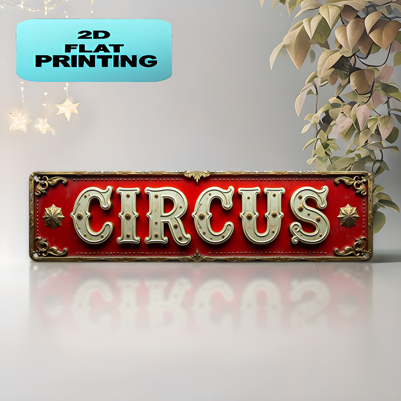 TEMU 2d Flat - A Two-dimensional Sign, Featuring A Stylish European Design With Circus-themed Letters On A Red Background And A . Suitable For Use In