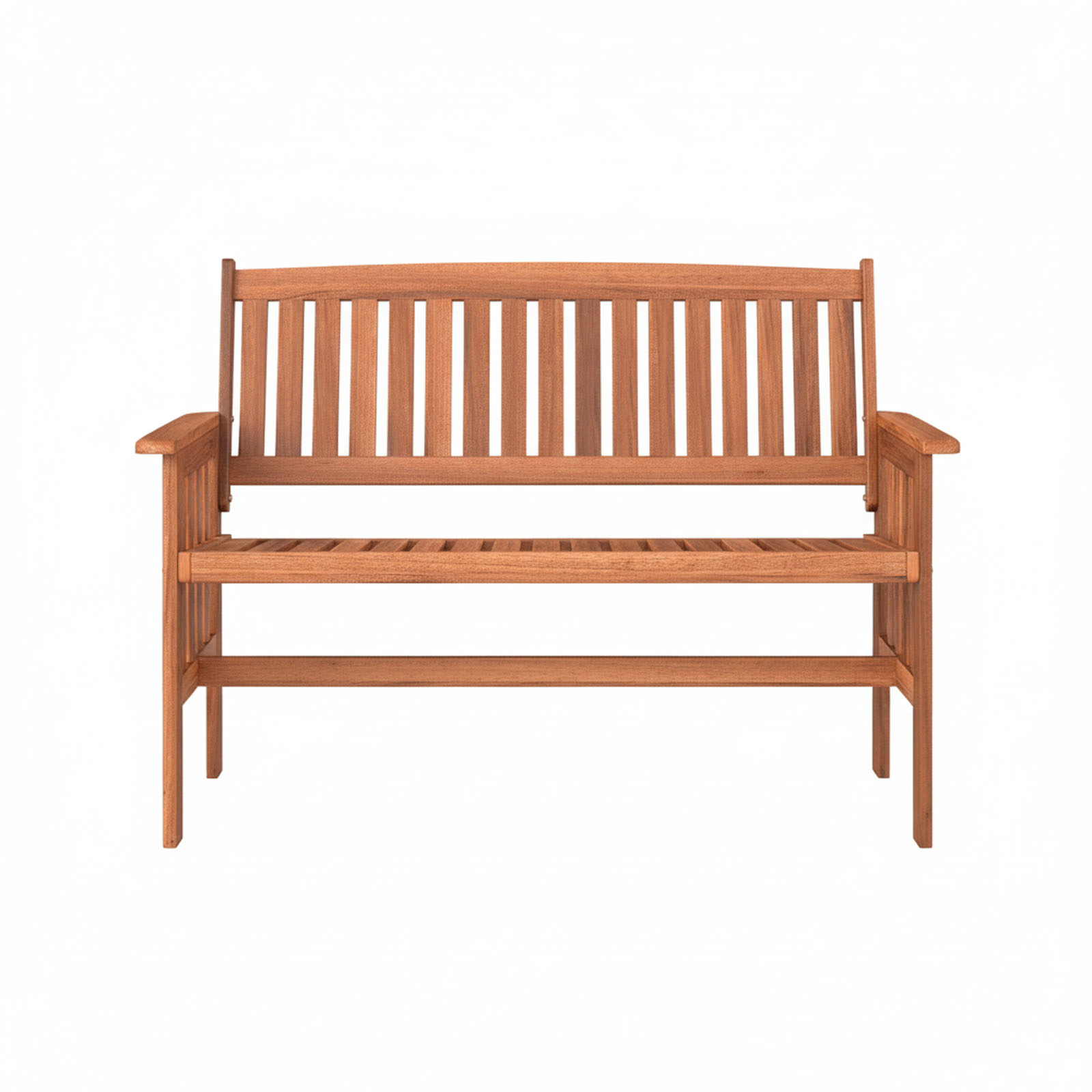 Outdoor Wood Garden Bench, 2-person Patio Park Bench With Backrest, Armrests And Slatted Seat, Outside Loveseat Furniture For Front Porch, Balcony, Deck And Yard