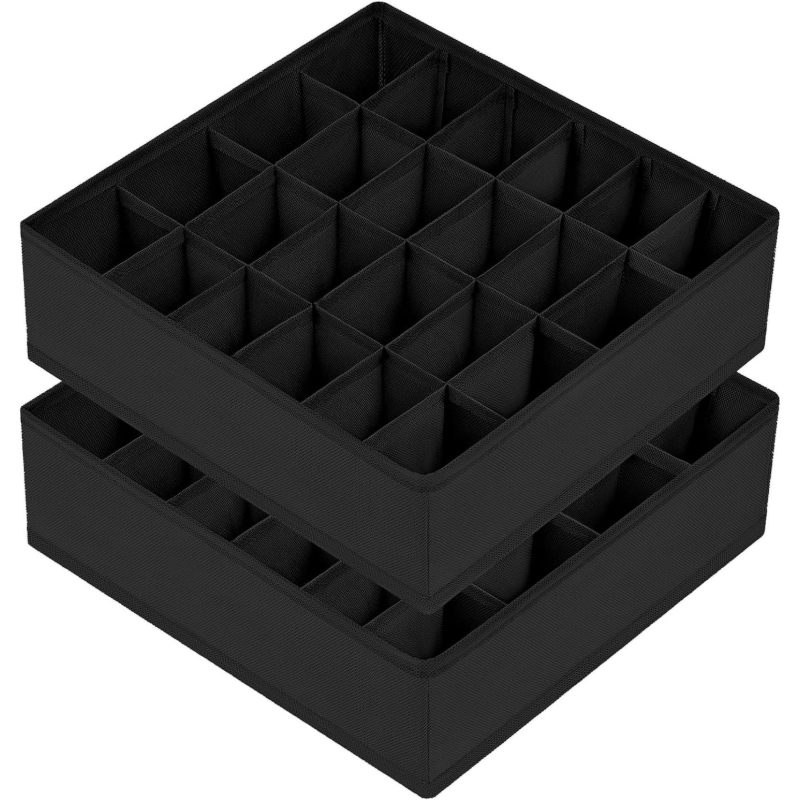 TEMU 2pcs Set Of Sock Drawer Organizer Dividers And Underwear Storage Boxes, 24-grid Foldable Closet Cabinet Organizer, For Storing Socks,