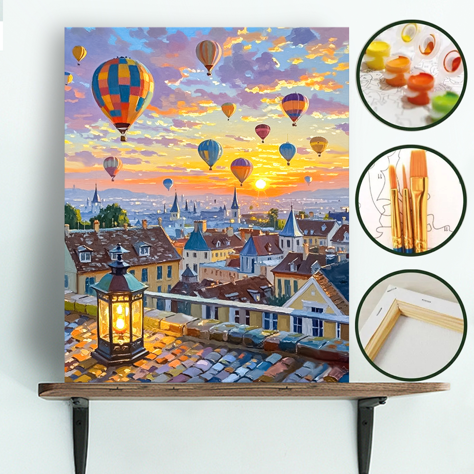 paint by numbers kit for adults beginners canvas stretched on frame 11 6x15 5in 29 5x39 5cm color canvas easy diy sunset hot air balloon acrylic painting set   home decor gifts for birthdays fathers day mothers day
