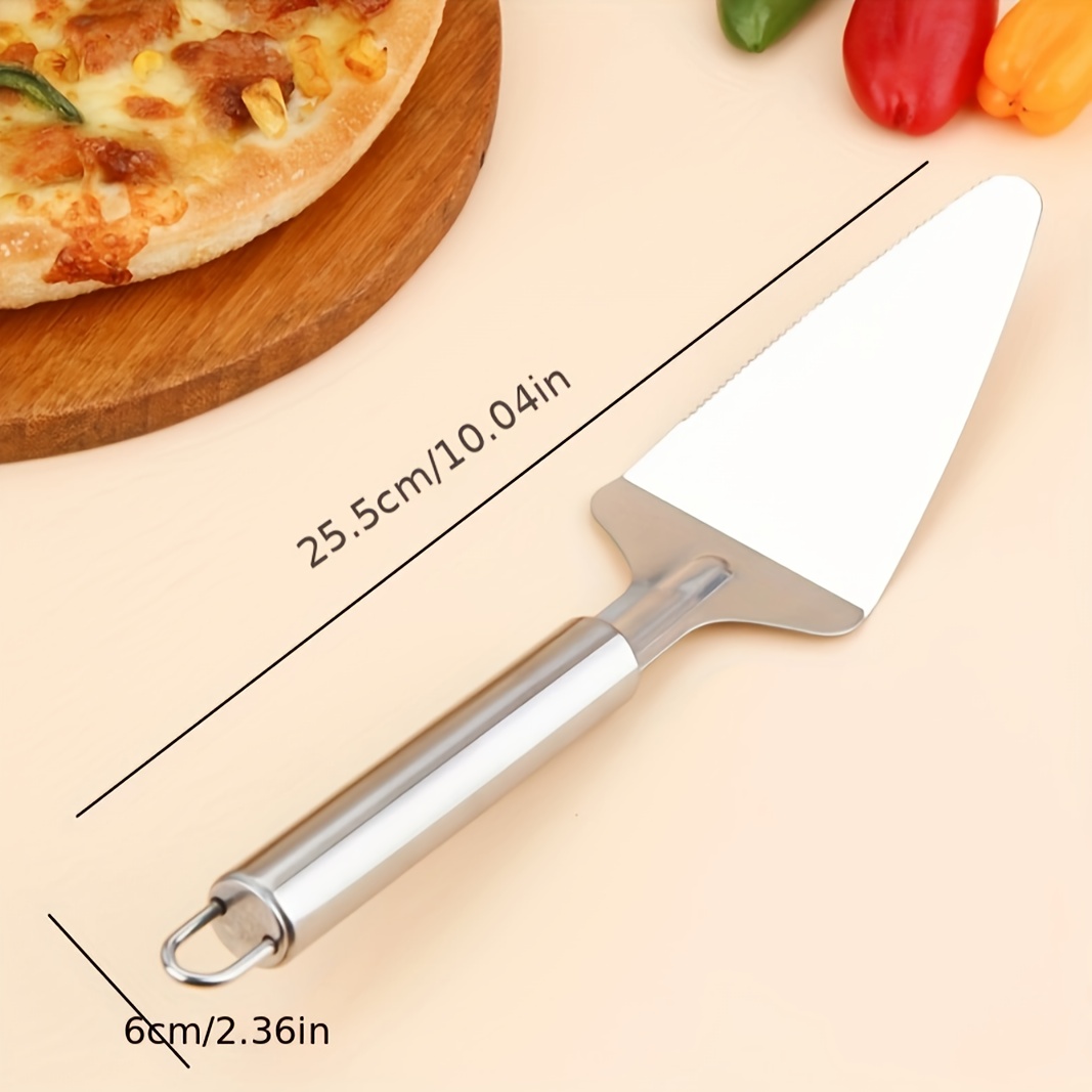 Image of Stainless Steel Cake Tray With Serrated Edge - Ergonomic Non-slip Handle For Easy Cutting And Serving Of Desserts, Cheese, Pizza, And Cakes - Perfect For Baking And Entertaining
