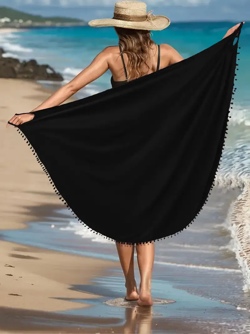 plus size pom pom decorated solid color cover dress cross - Temu Mauritius plus size pom pom decorated solid color cover dress cross - Temu Mauritius