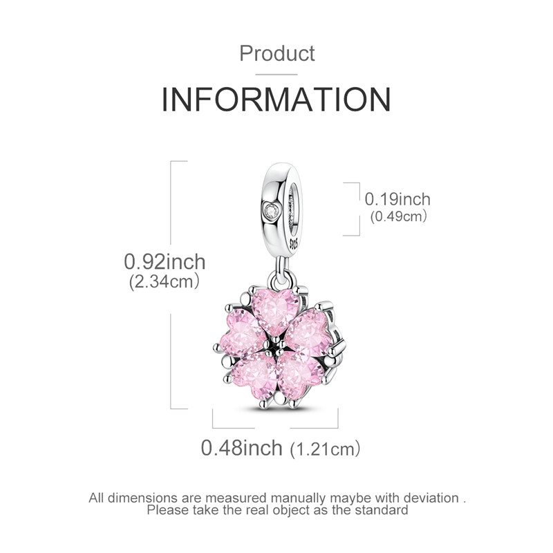 925 Sterling Silver Pink Peach Blossom Pendant
