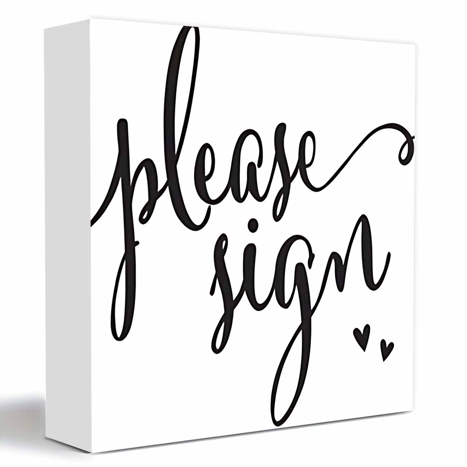 1pc Rustic Wood "" Wedding Guest Book Table Sign With Easel Stand - 5x5 Inch White & Black Cursive Signature Plaque For Wedding Reception, Shower, Corporate Events - Display Box For