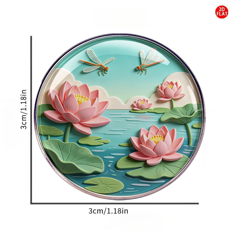 2D Flat Lotus Pond Brooch, Elegant Accessory