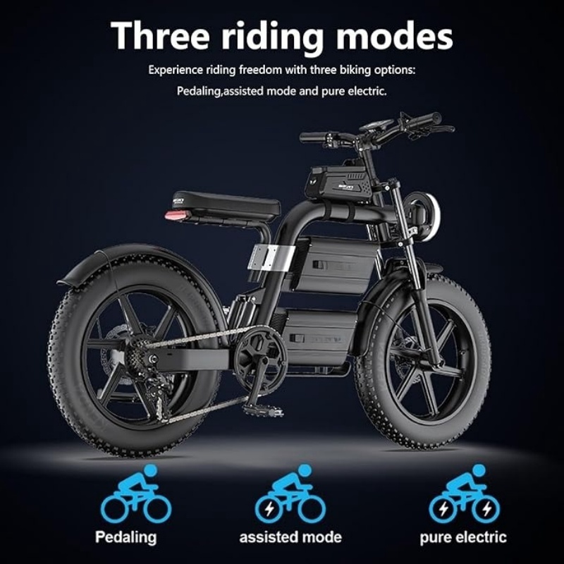 20inch Electric Bike for Adults, 101 Miles 20MPH Fast E Bike for Men, Tire Ebike for Adults Electric with 60V 2400WH Removable Battery, ON Off Road EBicycle with Brake Light, Electric Bike for Men, Electric Bike Foldable, Commuter Ebike