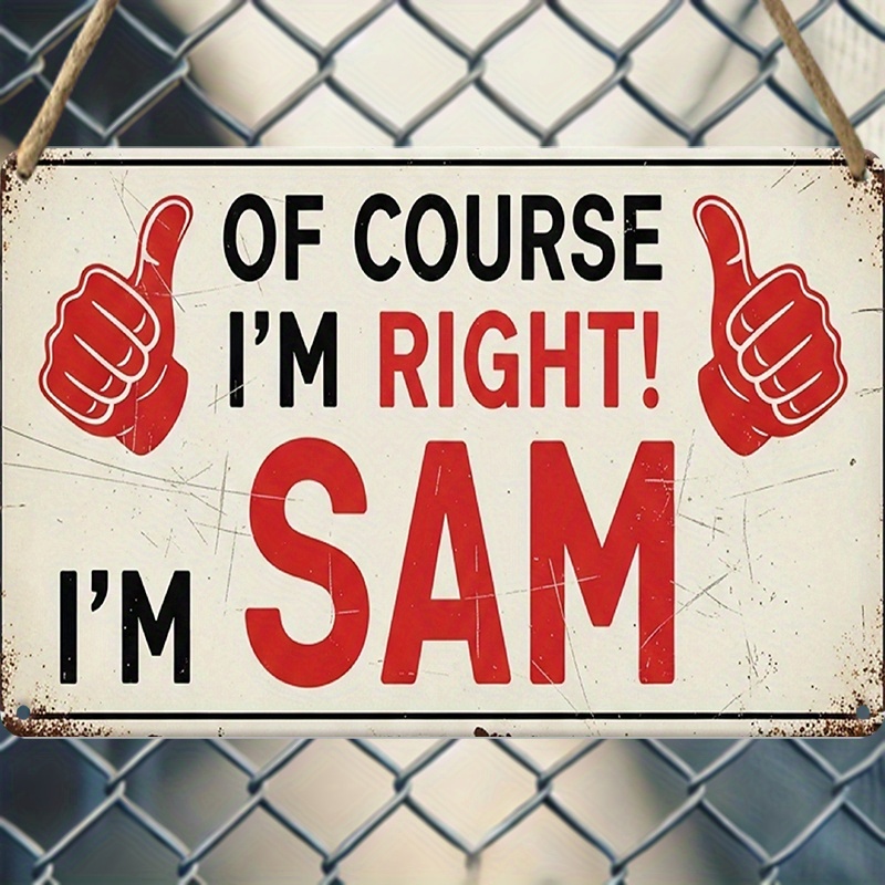 TEMU 2d Flat, 1pc Fun "i'm Sam— I'm Right!" Like Wall Decor— Style Decoration With , Wood Panel—humorous Gift For Home, Porch, Office—installation