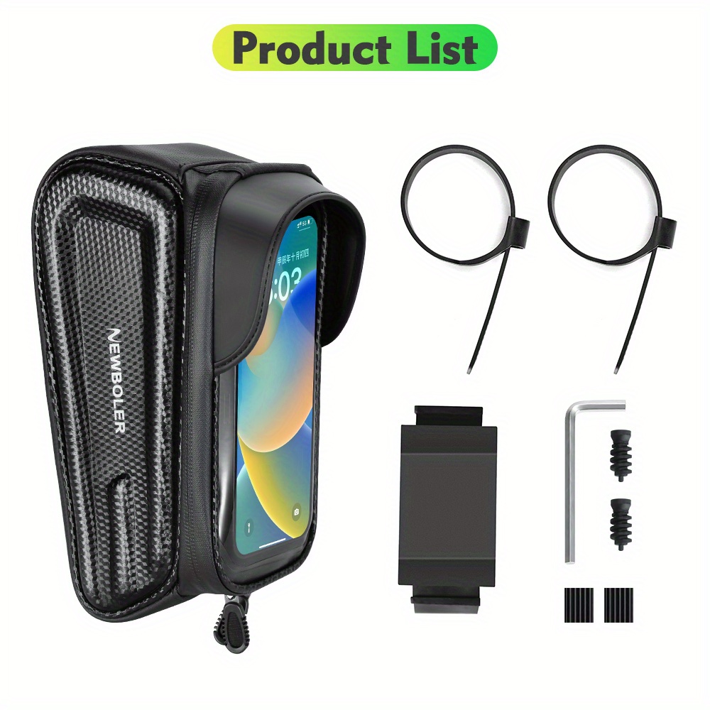 Image of Newboler Eva Bike Handlebar Bag With 6.8" Detachable Phone Holder, Tpu Touchscreen Compatible, Essential Cycling Accessory For Men And Women