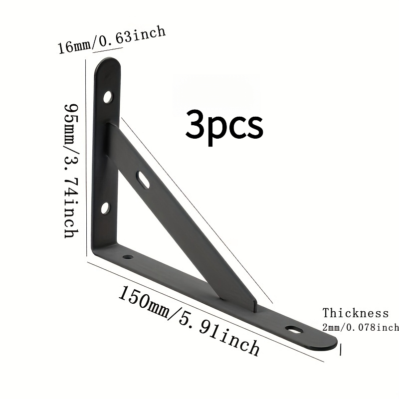 TEMU 3-pieceassemble Screws Wall-mounted Tripod With Adjustable Metal Brackets And Single-sided Baffle | Load-bearing Up To 300.01 Lb, This Double