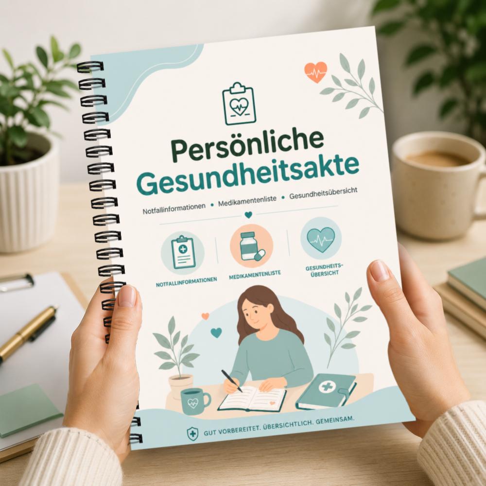 German Version Personal Organizer, Records Binder, Medication , Log, Information Planner, Blood Pressure Journal, Insurance Documents Organizer, Emergency Information Book