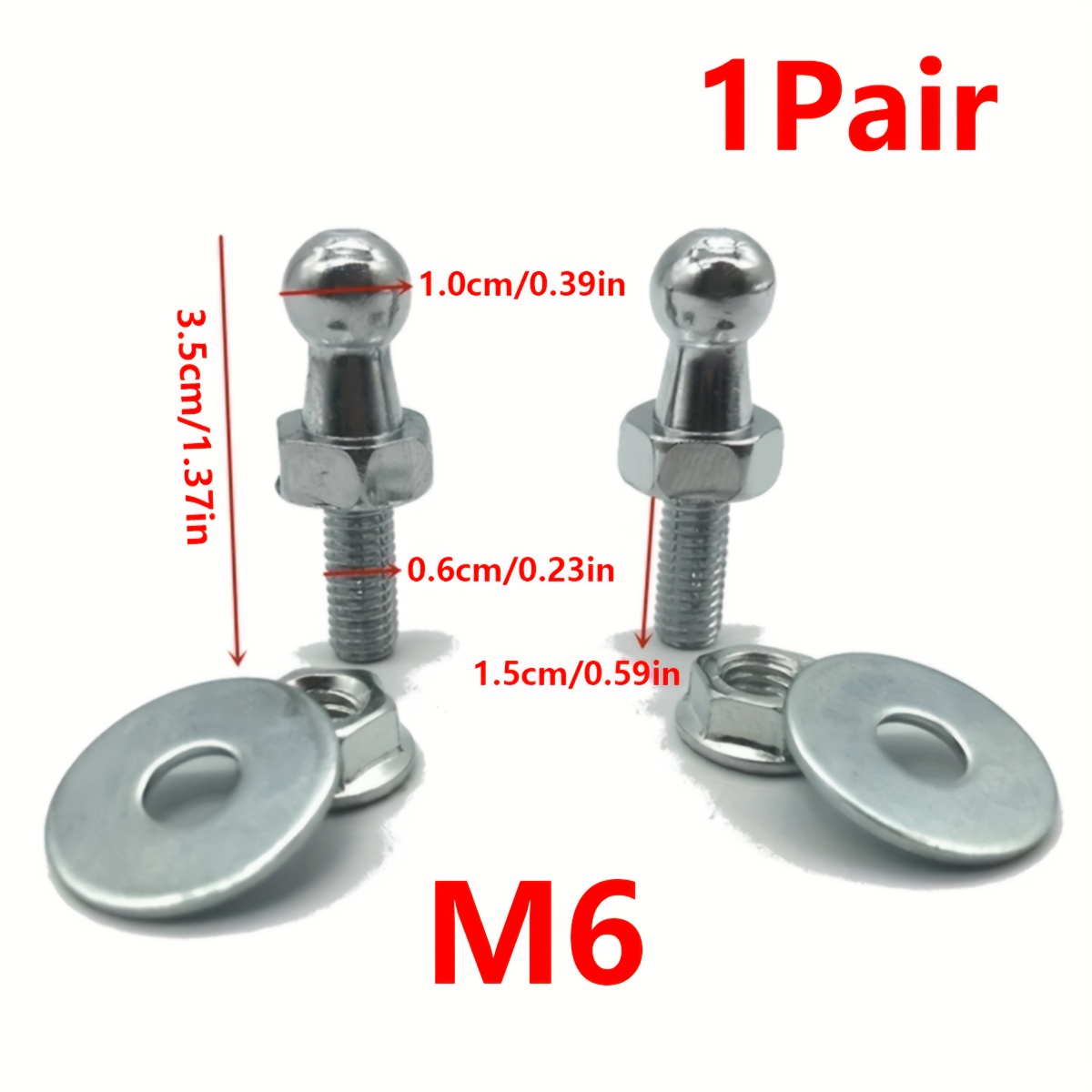 TEMU 2pcs M8/m6 Ball Studs With Washers And Nuts, Steel Support Rods For Car Steering And Suspension, Auto Parts Additions