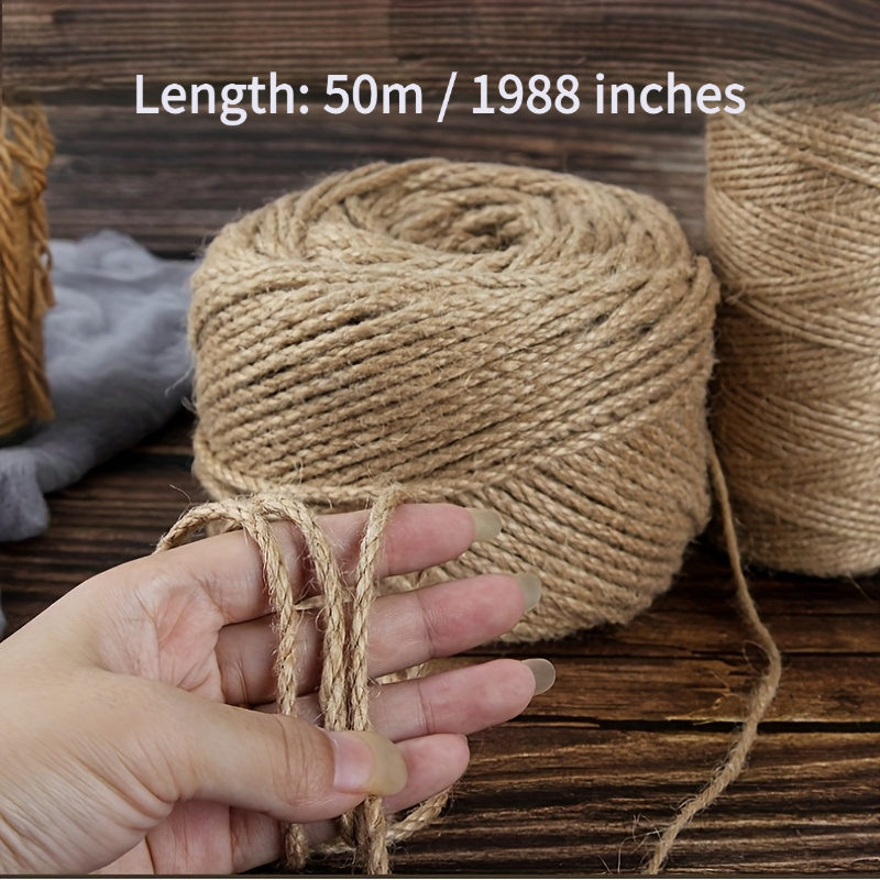 TEMU 1 Roll 50 Meters Long, 1.5 Mm Thick , Fine Hemp Rope - Suitable For Crafts, Art Decor, Holiday Decorations, Gift Wrapping, Cat Scratching Posts,