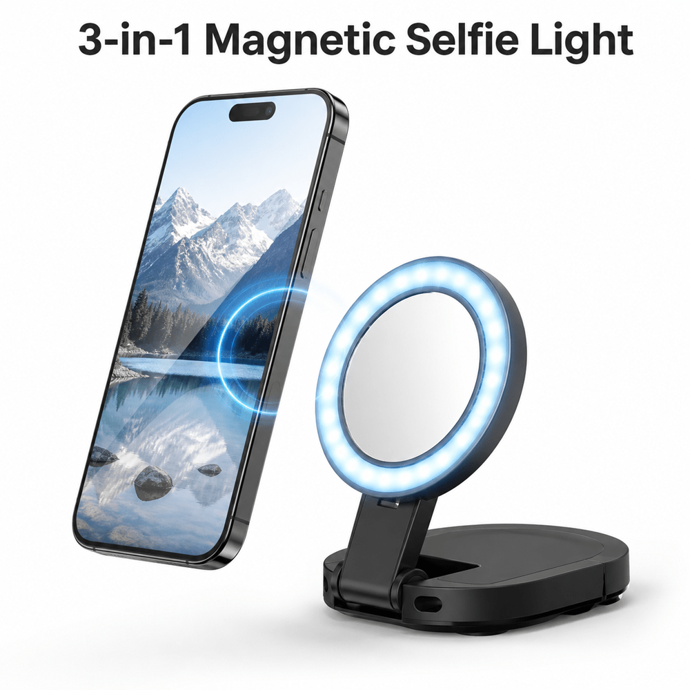 TEMU A Powerful Magnetic Suction Cup Phone Stand Compatible With Magsafe; It Features A 360° Rotatable Tripod Design As Well As A Clipping Mechanism,