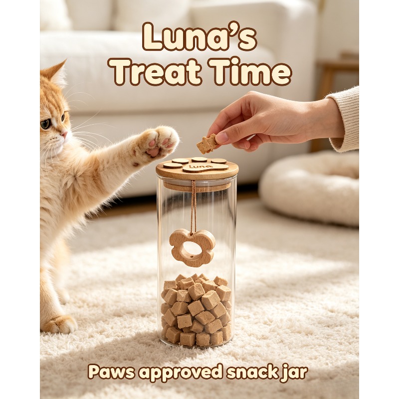 Customizable Glass Pet Treat Storage Vessel