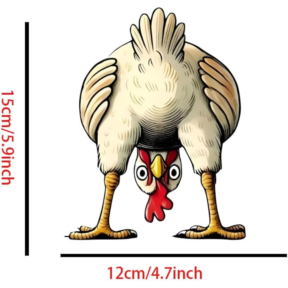 TEMU 2d Flat, 2d Flat 1pc Funny Chicken Vinyl Decals - Waterproof Self-adhesive Farm Animal Stickers With Eyes & , & Cartoon Chicken Design For Cars,