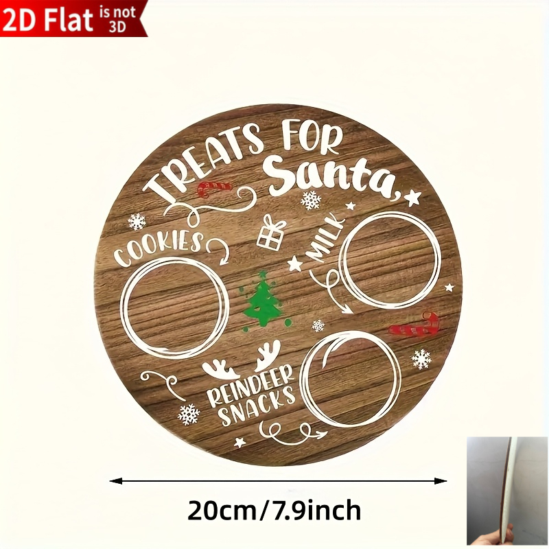 TEMU 2d Flat Plane, 1pc Vintage Wooden Christmas Tray - Santa Claus And Reindeer Design Durable Milk Biscuit Decorative Plate, Suitable For Home,