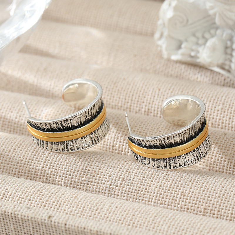Ladies' Vintage C-Shaped Semi-Circular Earrings, Bohemian Style