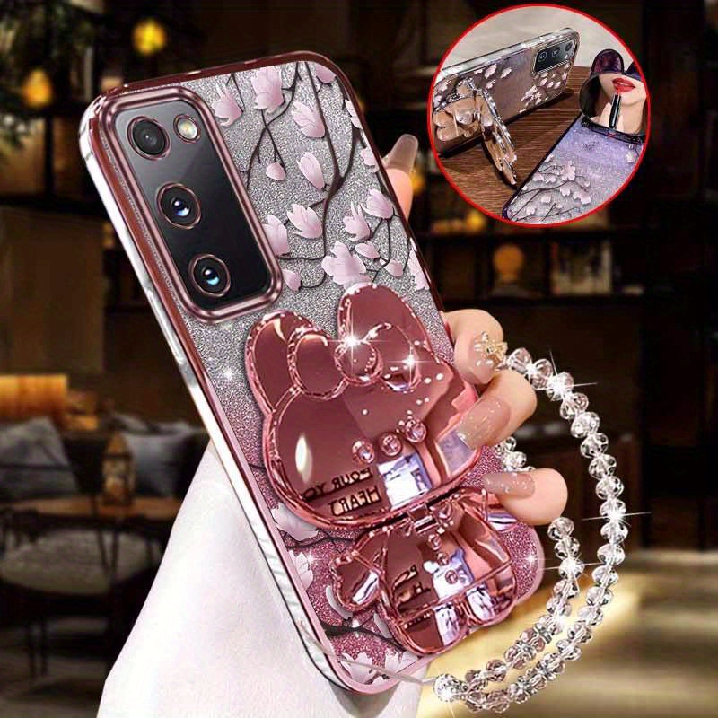 TEMU Phone Case: Bracket And Transparent Bead Braceletpattern Protection Suitable For Galaxy S20 Fe 5gphone Cases S20 Fe Comfortable Feel Case