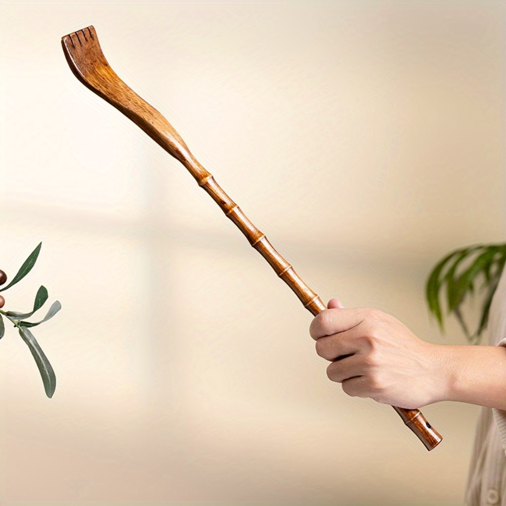 ergonomic long handle wooden back scratcher massager gentle exfoliating body scratcher for back neck shoulders legs natural wood design for home use light beige care muscle relaxation back scratcher for back   durable wooden handle Product details 2