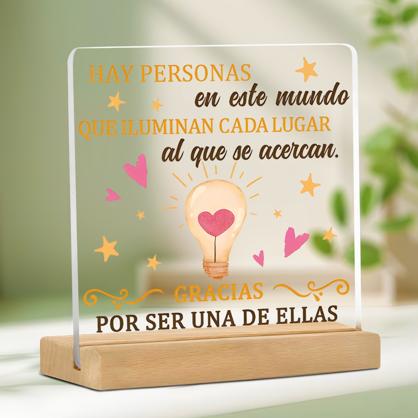 TEMU 2D, 2D-[ 2D] 1 pieza Letrero acrílico inspirador en español | "Hay en mundo que iluminan por todas partes" - Ideal para decoración de escritorio