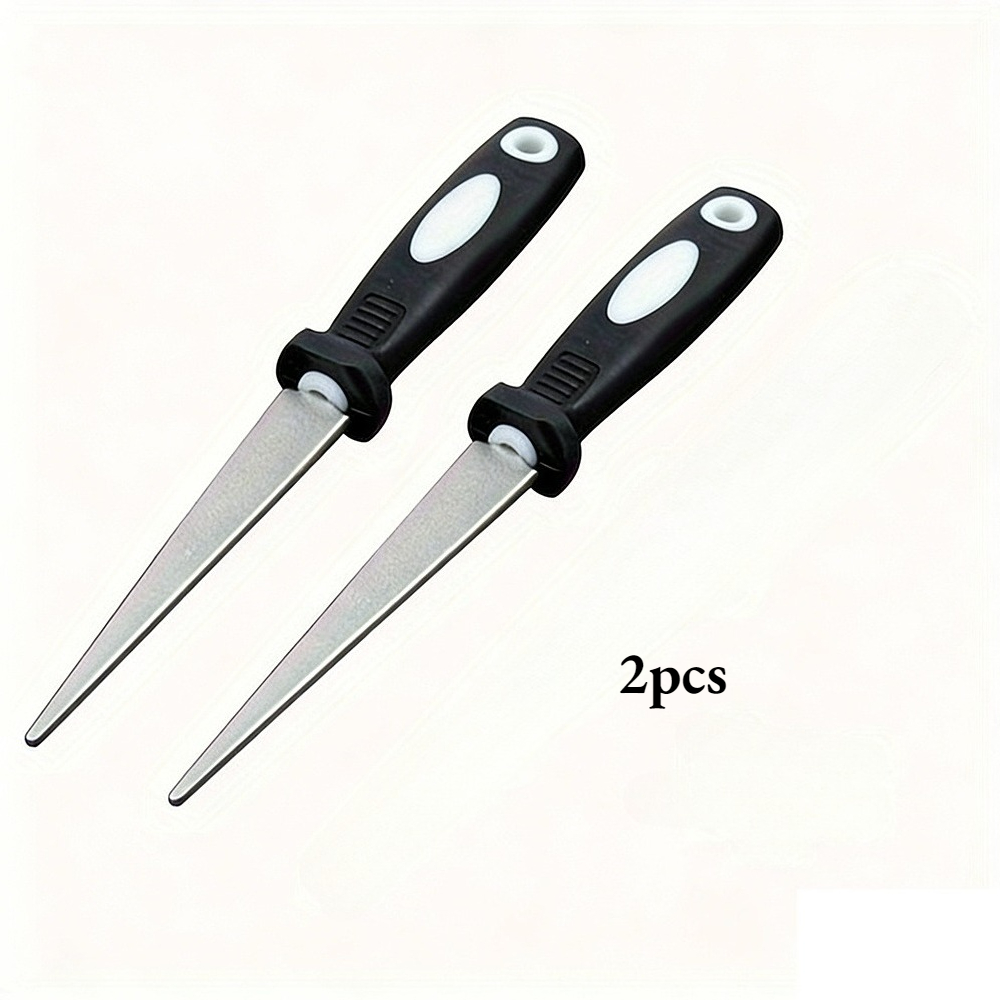 TEMU 2pcs High-quality Diamond-coated Sharpening Files, Suitable For Scissors, Knives, And Tools - Double-sided Flat And Curved Design For Efficient