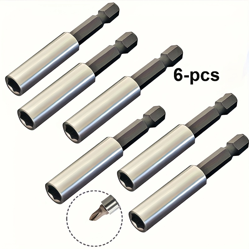Image of 60mm Hexagonal Shank With Magnet, Plus , Magnetic Extension Bit Holder, 6pcs Hexagonal Screwdriver Bit Set For Fixing Screwdriver Bits