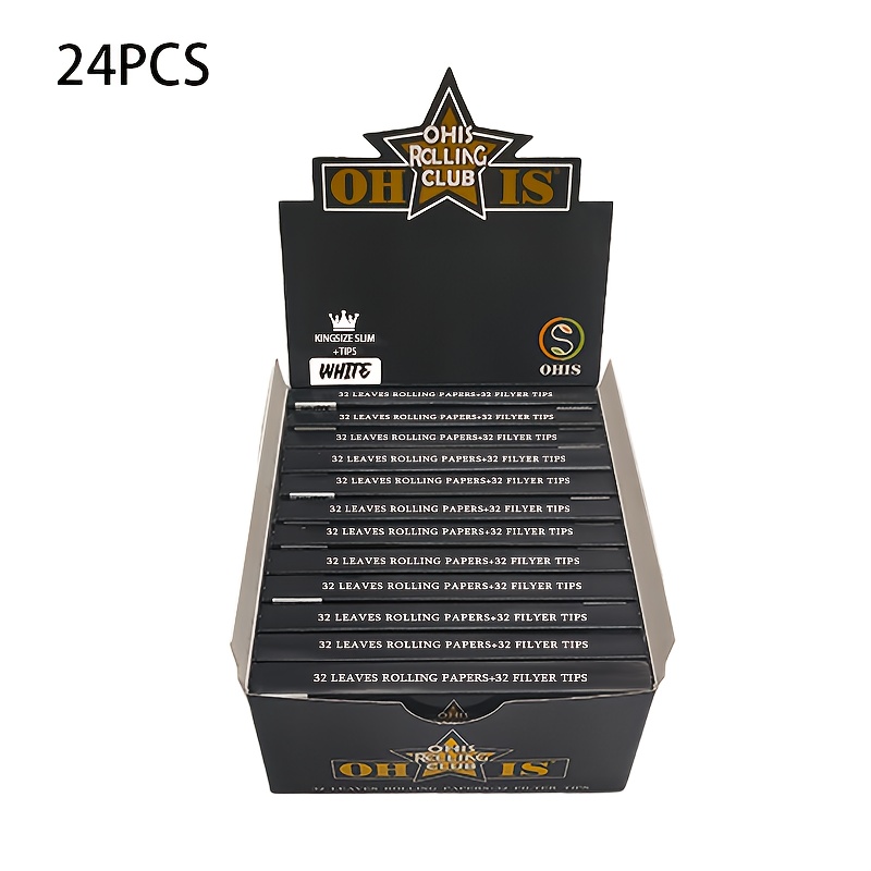 24pcs Slow-Burning Hand-Rolled Cigarette Papers Booklet, Includes 32 Rolling Papers + 32 Filter Papers, Suitable for Mother's Day, Valentine's Day, Father's Day, Christmas, Holiday Parties, Small Gift for Smokers