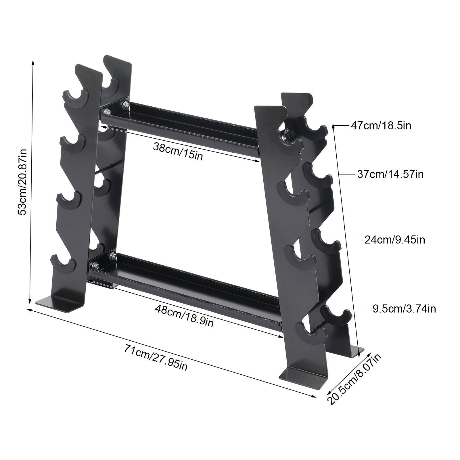 Image of Deinungen, 1pc Black Multi Functional Dumbbell Stand, Overall Max. Load-bearing Capacity: . 150kg/330. 69lbs, 71*20. 5*53cm/27. 95*8. 07*20. 87in