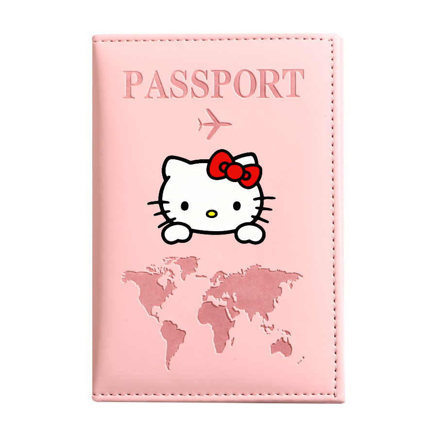 E-shop Sanrio Reisepasshülle - Reisepasscase - Hergestellt aus PU-Material - Die Hülle verfügt über ein niedliches Hello Kitty Logo und einen