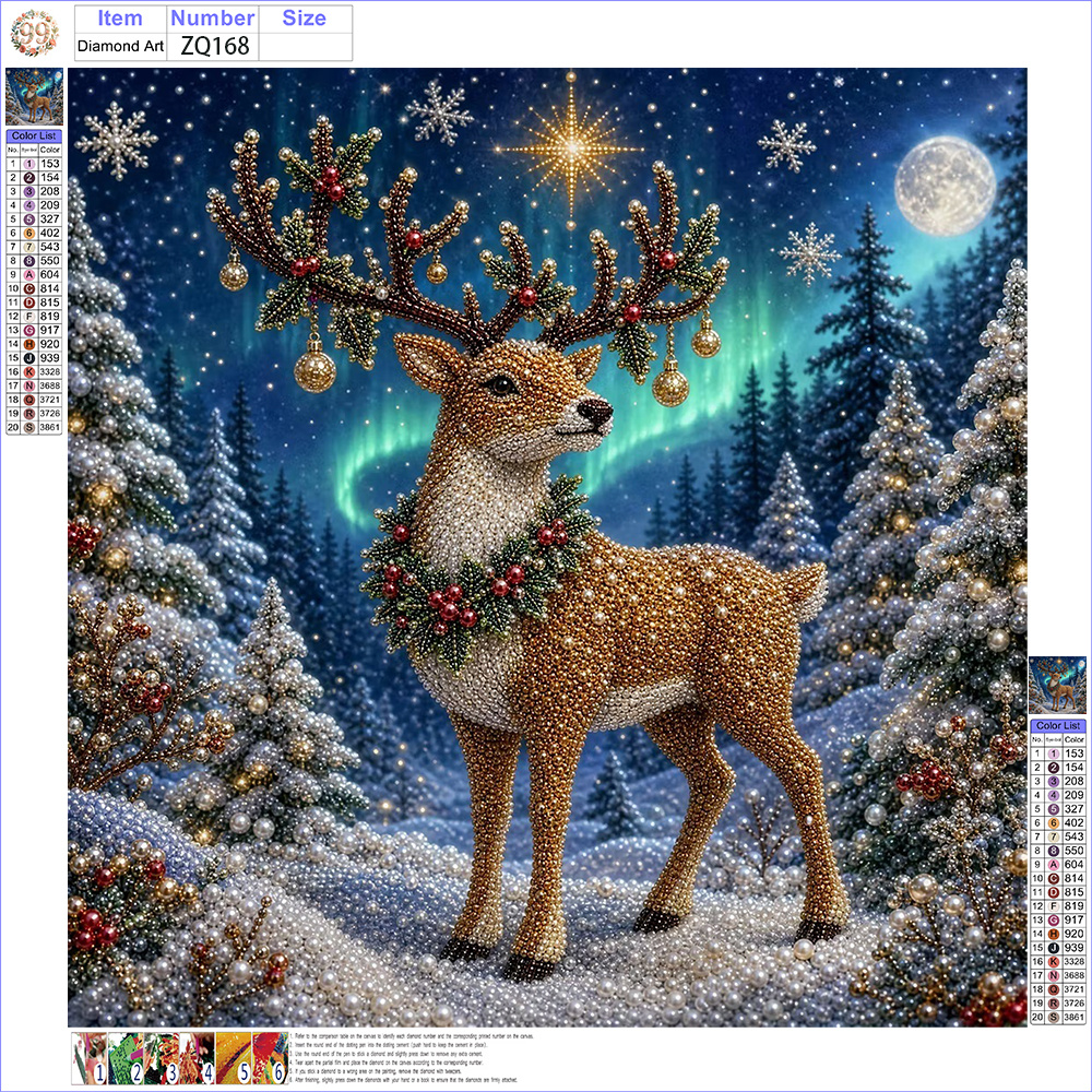 TEMU Kit de Peinture DIY à 11,8 x 11,8 Pouces - Motif de Noël sous Boréales, Inclut Perles Rondes, Pierres Scintillantes, Transparents, Kit d'Outils