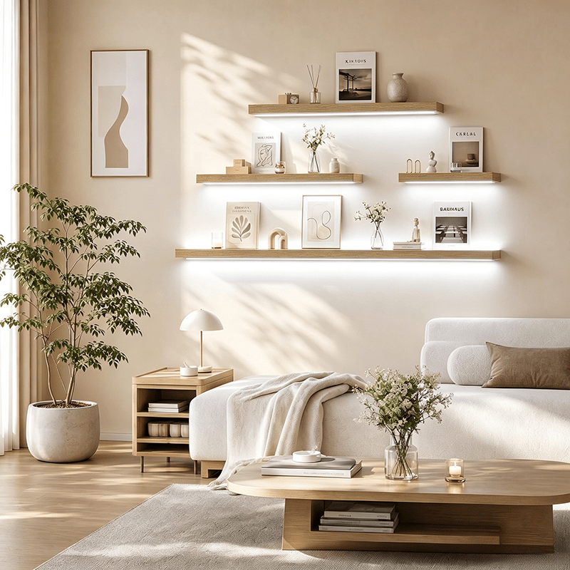 Floating-Shelf COB Light Strip with Dual-Color Temperature