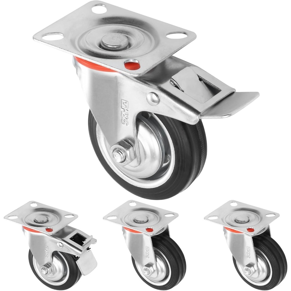 4er Heavy-duty Swivel Casters With Brake | Metal Caster Wheels 75mm, 100mm, 125mm, 160mm, 200mm