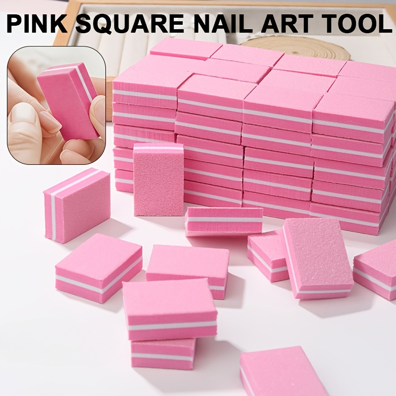 47pcs Pink Square Nail EVA Polishing Block Set