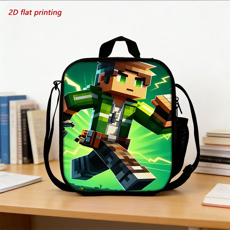 TEMU Cartoon Building Block Figure Themed Print Crossbody Bag, Multi-functional Shoulder Bag, Adjustable Strap Phone Pouch, Fashionable , Perfect For