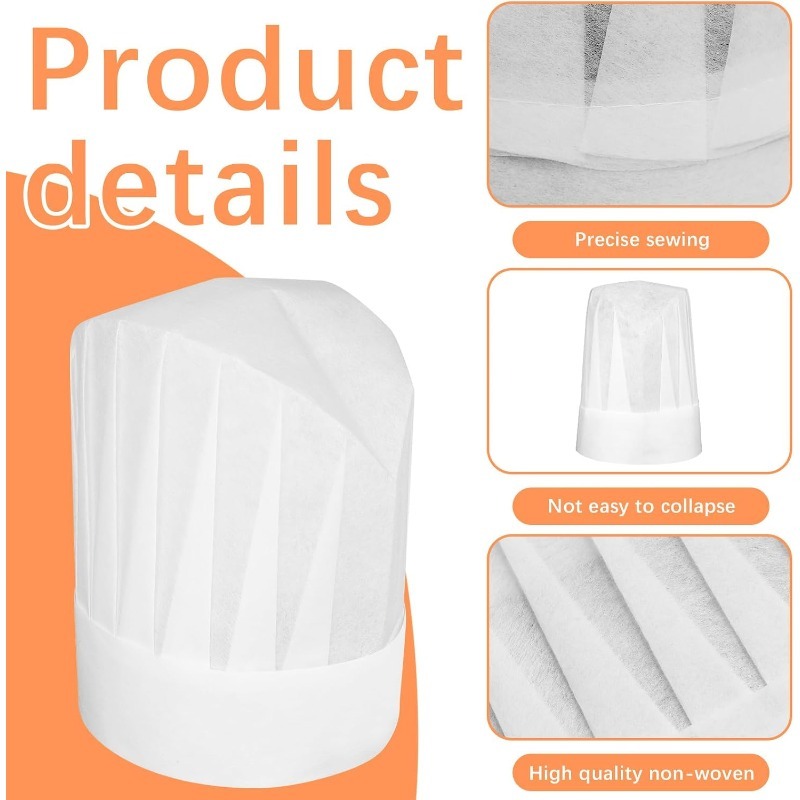 24pcs Adjustable Disposable Chef Toques for Cooking and Baking