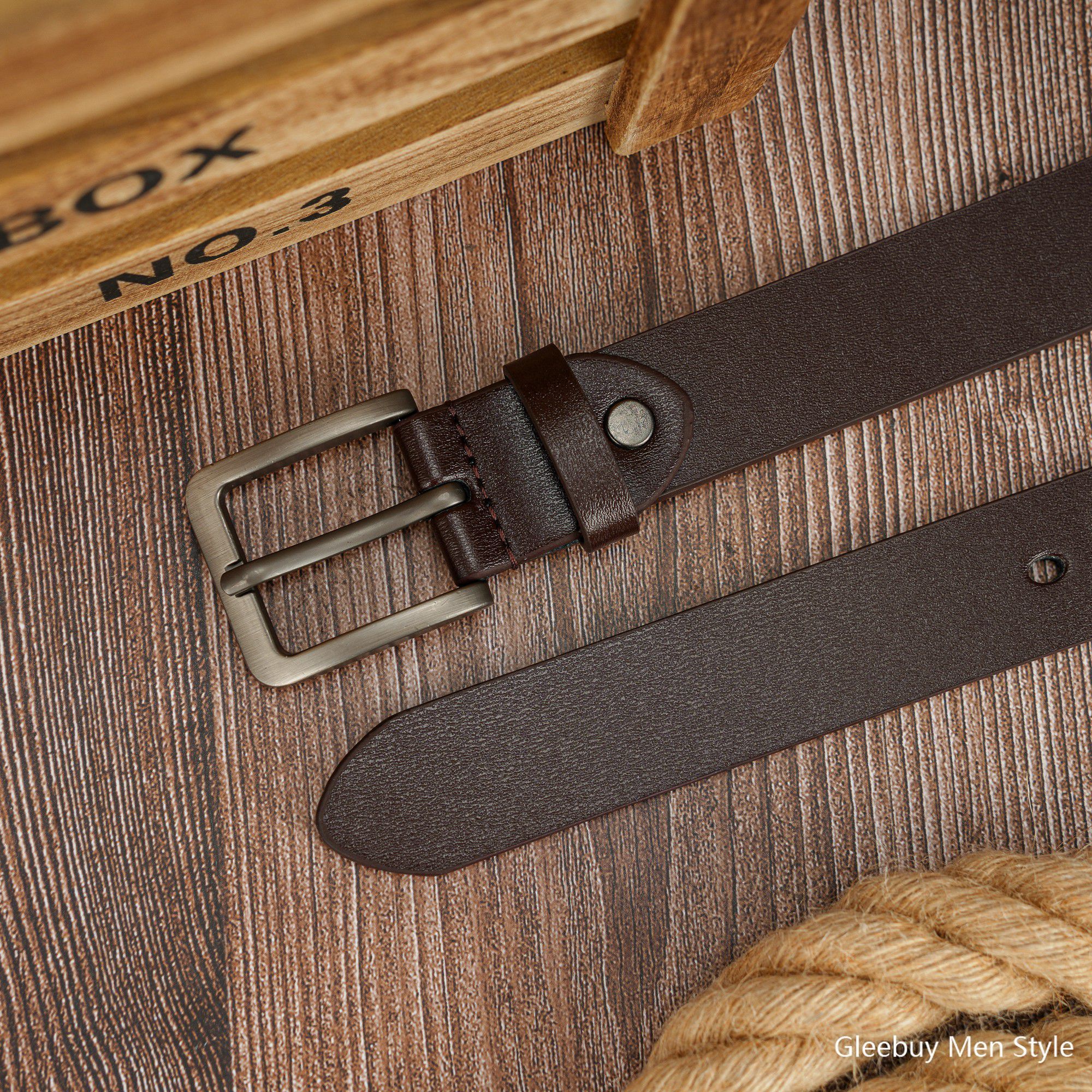 Vintage PU Belt for Women with 2 Button Buckle