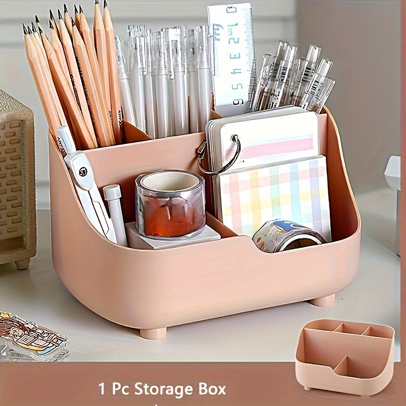 

1pc - - Desktop Organizer, Plastic Storage Box 5 Compartments For Office Supplies And Accessories