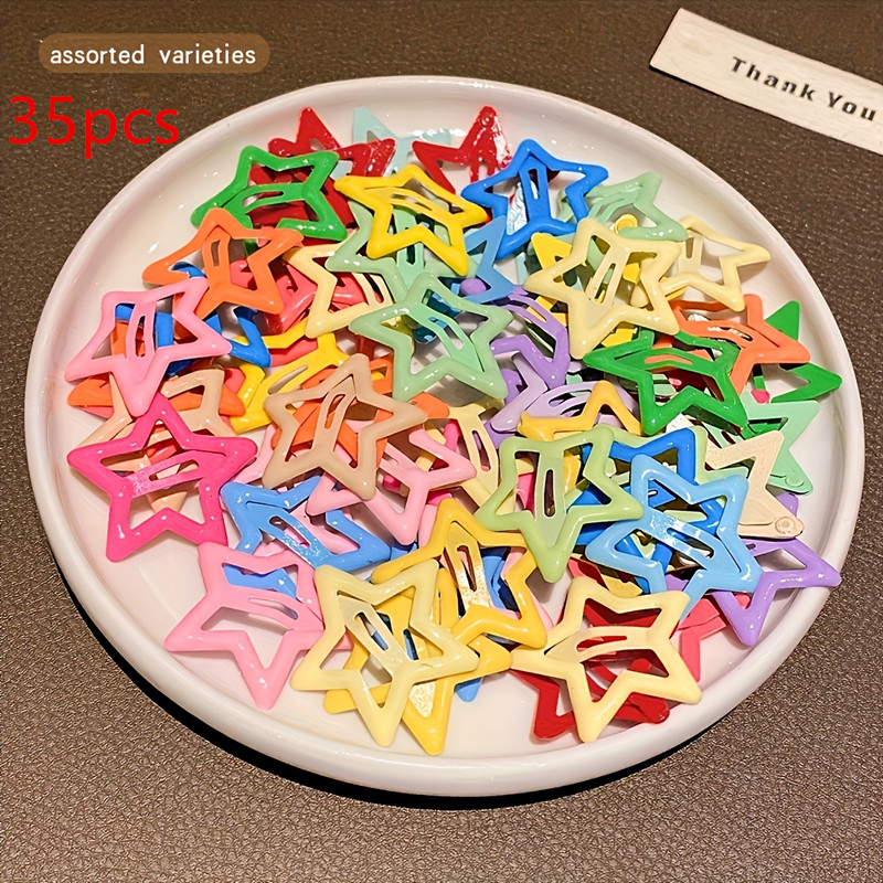 35pcs Random Color Star Hair Clips Set