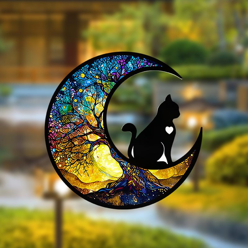 

Black Cat Silhouette Window Cling - 9"x9" Glass Decal, No-glue Installation, Uv & Waterproof, Home, Office, Rvs & Bedrooms