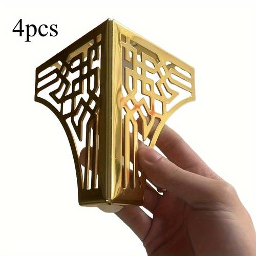 4pcs golden geometric metal furniture legs elegant hollowed out design with polished decor accessories for sofas tables tv cabinets sofa leg replacement legs durable metal legs
