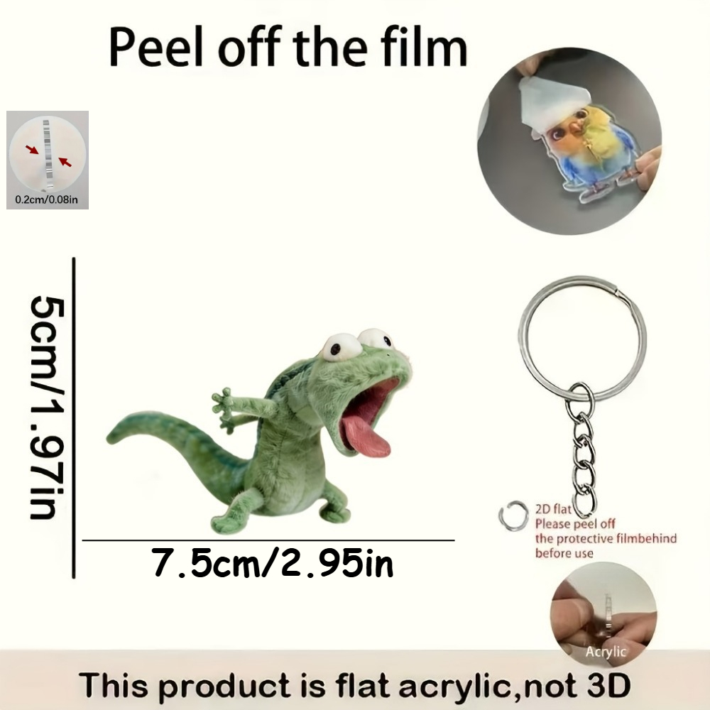 TEMU 2d Flat, 2d Flat Design, 1pc, 2d Acrylic New Lizard Keychain, For Holidays And Birthdays, A Beautiful Keychain Ornament, 2d Flat