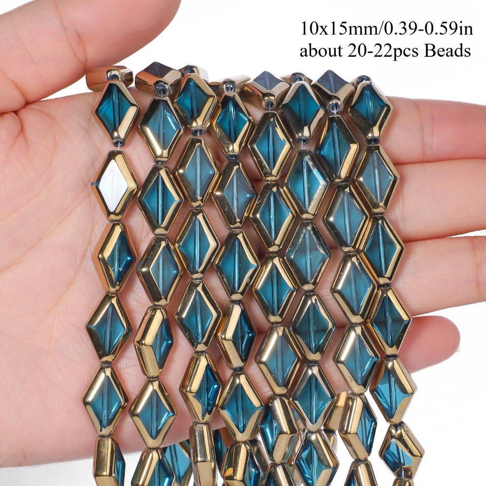 TEMU 10x15mm Multicolor Rhombus Shape Czech Glass Beads Unique Gorgeous Loose Spacer Beads For Jewelry Making Diy Elegant Bracelets Necklace Earrings
