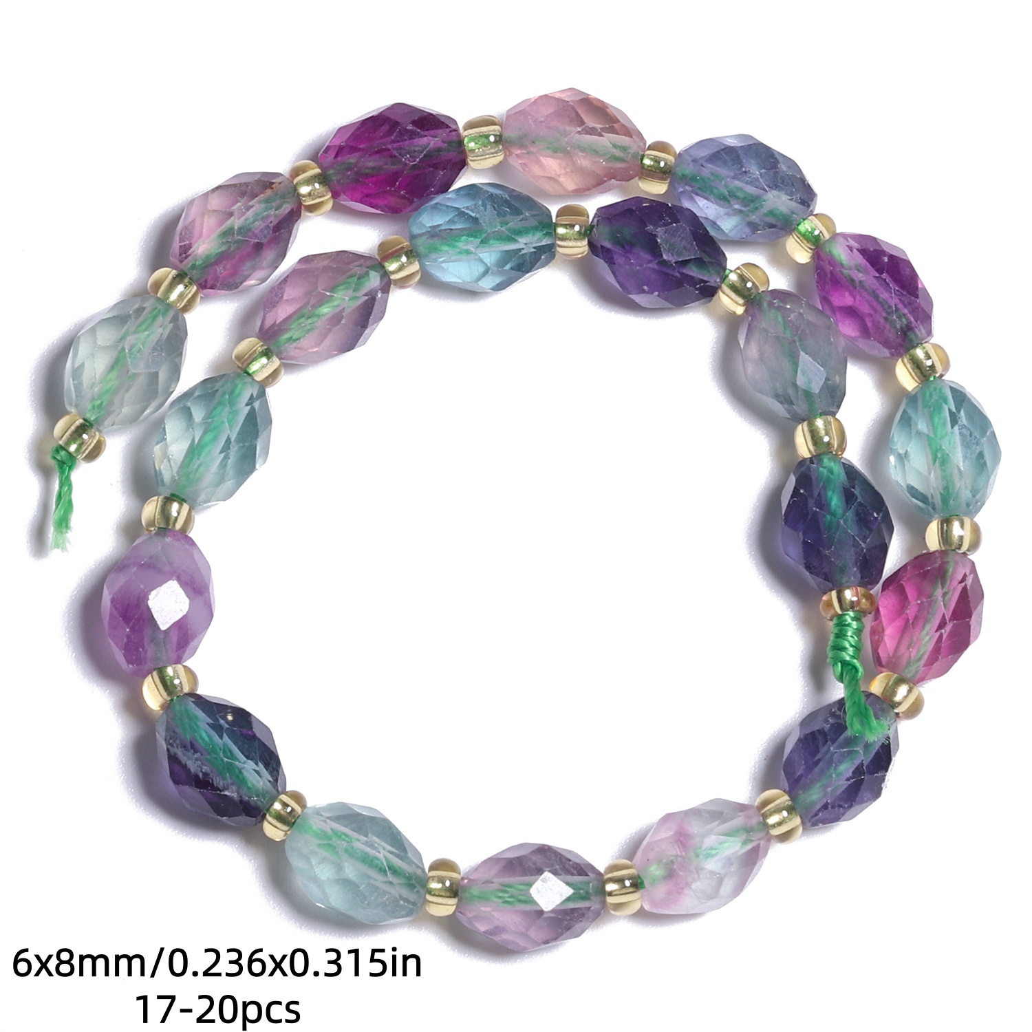 TEMU AAA Fluorite Naturelle Facettée Colorée, Perles Libres Espacées, Idéales pour la Création de Bijoux, Bracelets, et Boucles d'Oreilles