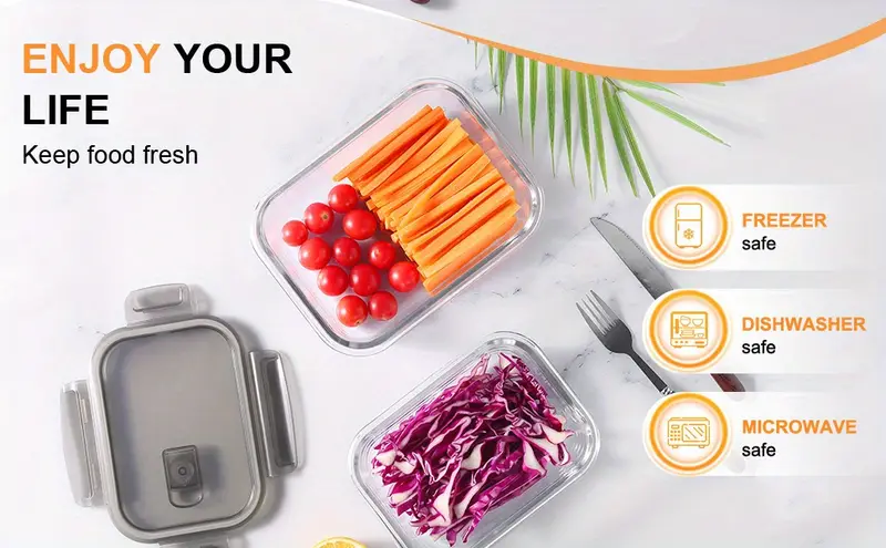 1pc glass lunch box set with lid grey borosilicate glass lunch box baking container with snap airtight lids for microwave glass food container microwave and dishwasher safe rectangular food storage container for students and office workers Product details 1
