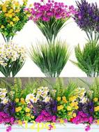 12pcs spring outdoor artificial flower plants anti uv plants plastic artificial flower plants outdoor indoor autumn flowers artificial decoration for weddings