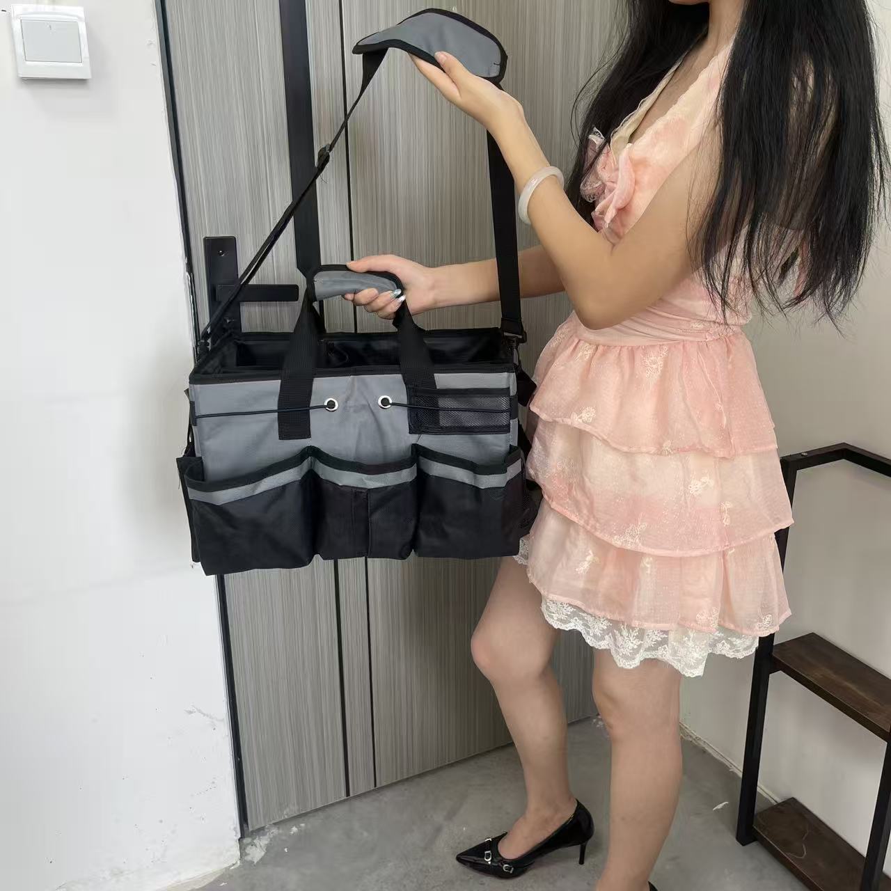 TEMU Sac de rangement pour outils de nettoyage d'évier de cuisine et de voiture, boîte de rangement portable à à l'épaule
