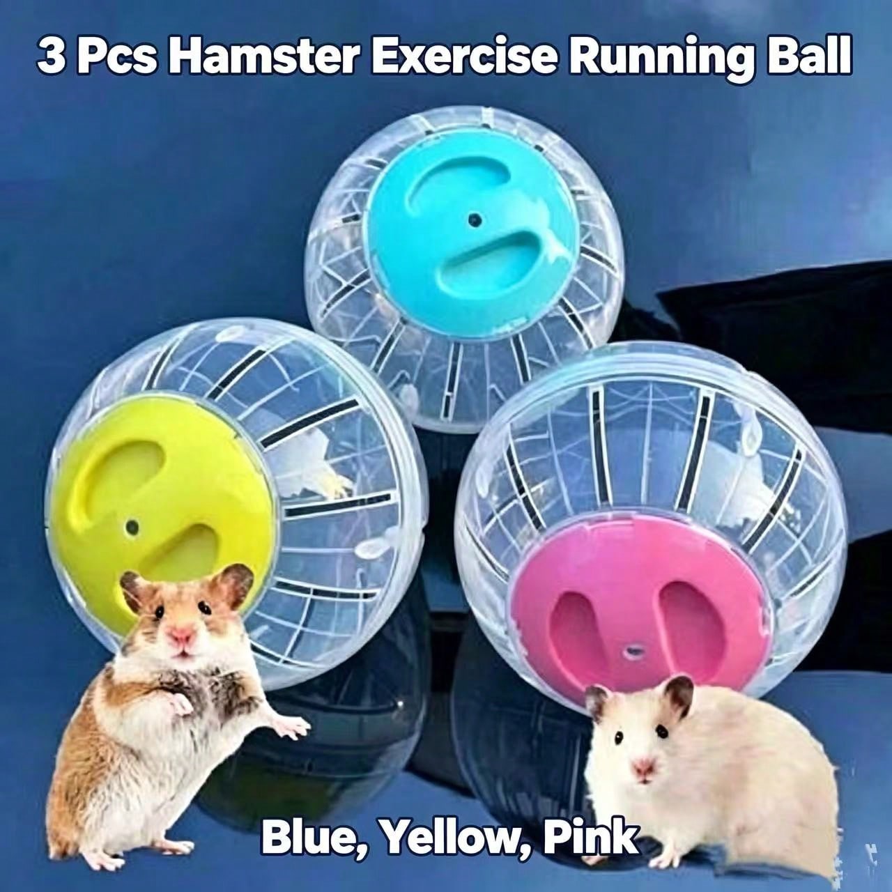 TEMU 3 Balles d'exercice d'extérieur pour hamster, Jouets de course pour rongeurs, Roues à hamster couvertes et colorées, Rouleaux transparents,