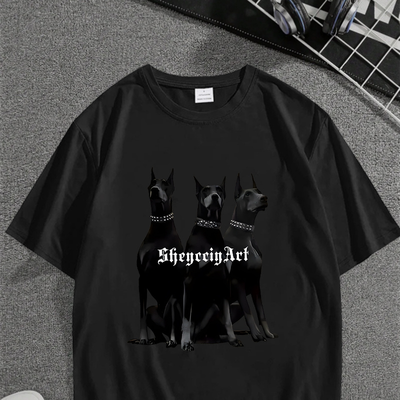 

3 Pinschers Graphic Tee, Streetwear, Comfortable Plus Size T-, Summer Knit, , Pattern,