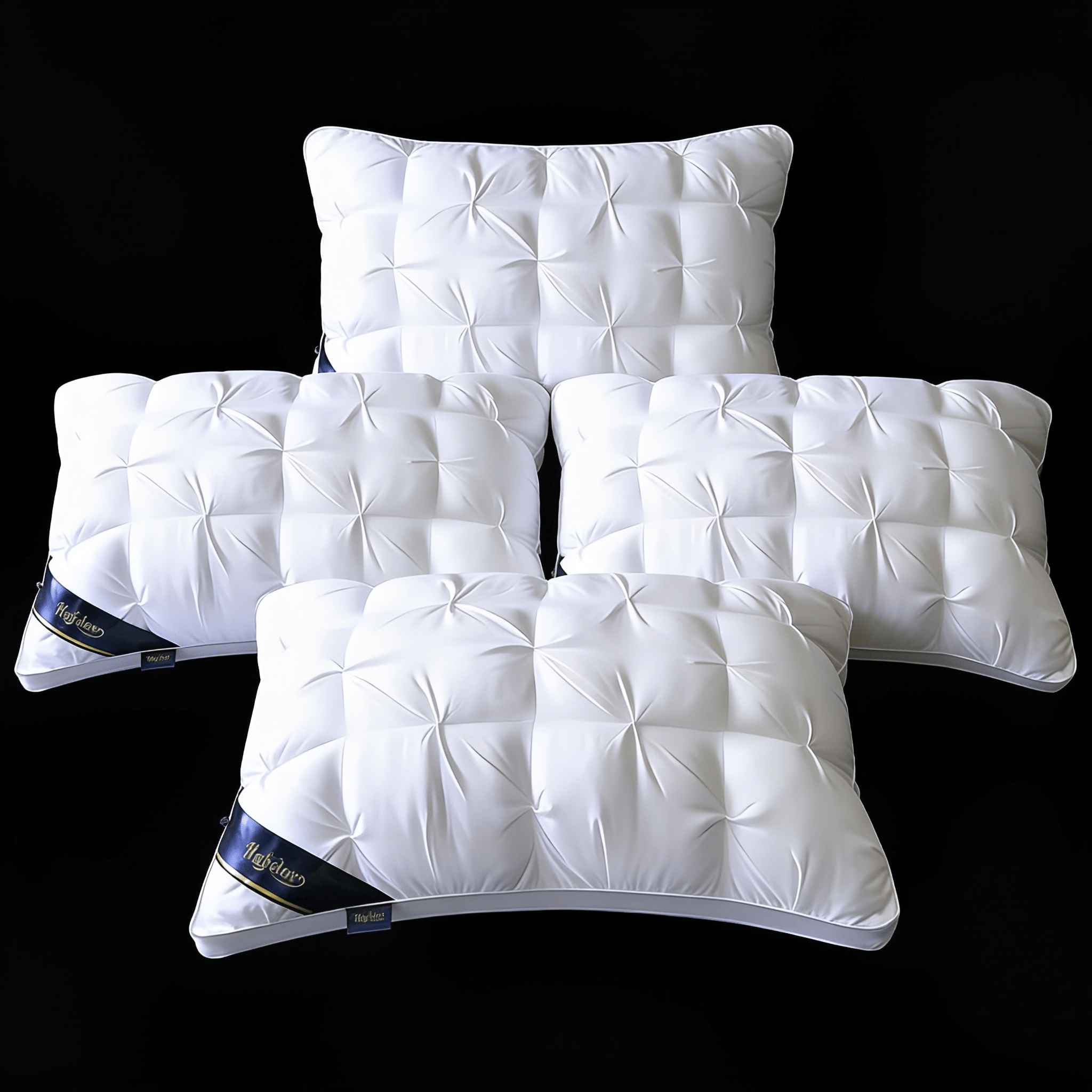 4-Pcs Luxury Hotel-Quality Pillows – Deep Sleep Neck Support, High-Density Non-Flat All-Season Pillowcases with White Satin, 100% Fill, Vacuum-Compressed Packaging (White), Home Comfort, Quilted Design, Premium Fabric, Supportive Cushion