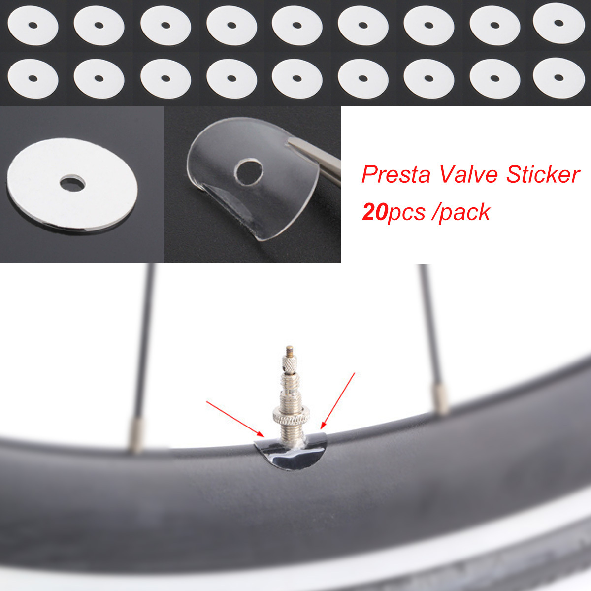 E-shop 20 Stück Fahrrad -Ventil-Aufkleber, Ventilkappen für Reifen, Transparente Schutzpads für Innenreifen mit -Ventilen – Mountainbike & Rennrad